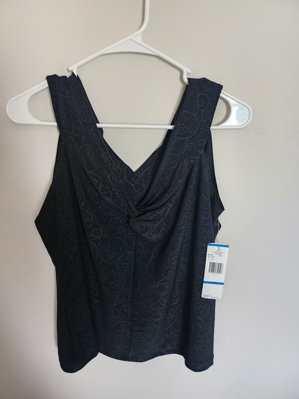 Nine West Black Twist-Front V-Neck Tank Top